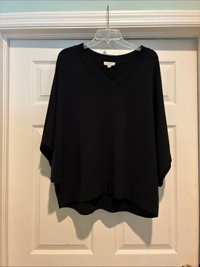 LOFT WOMENS BLACK V-NECK BATWING TOP